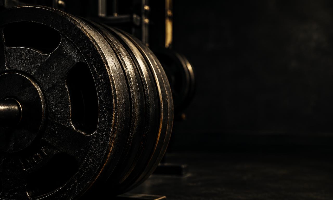 Stacked iron weight plates